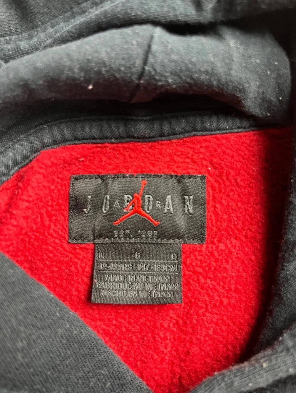 Jordan Red and Black Buffalo Plaid Hoodie with Black Hood